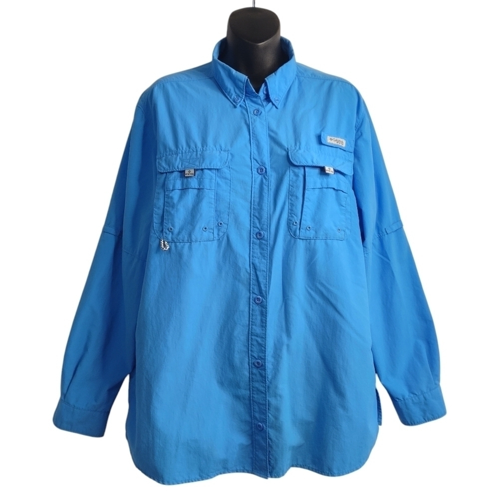 Columbia Men's Blue Long Sleeve Button Down Shirt Size XL/TG